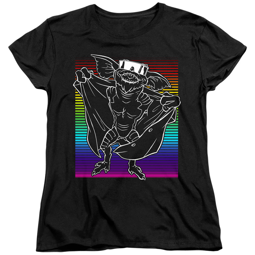 Gremlins 2 Womens T-Shirt Flasher Neon Rainbow Black Tee