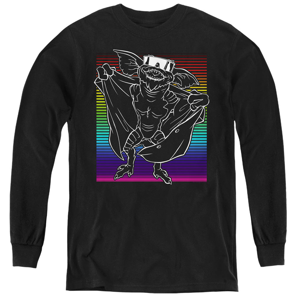 Gremlins 2 Kids Long Sleeve Shirt Flasher Neon Rainbow Black Tee