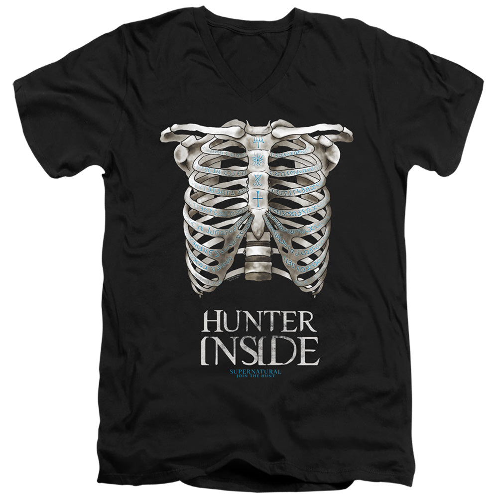 Supernatural Slim Fit V-Neck T-Shirt Hunter Inside Black Tee