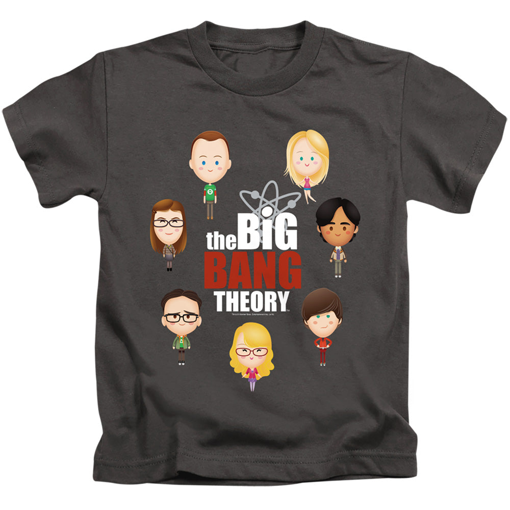 The Big Bang Theory Boys T-Shirt Cartoon Characters Charcoal Tee