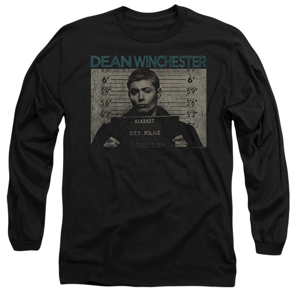 Supernatural Long Sleeve T-Shirt Dean Winchester Mug Shot Black Tee