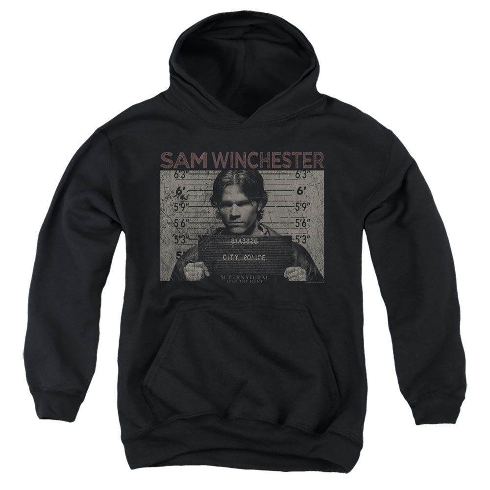 Supernatural Kids Hoodie Sam Winchester Mug Shot Black Hoody