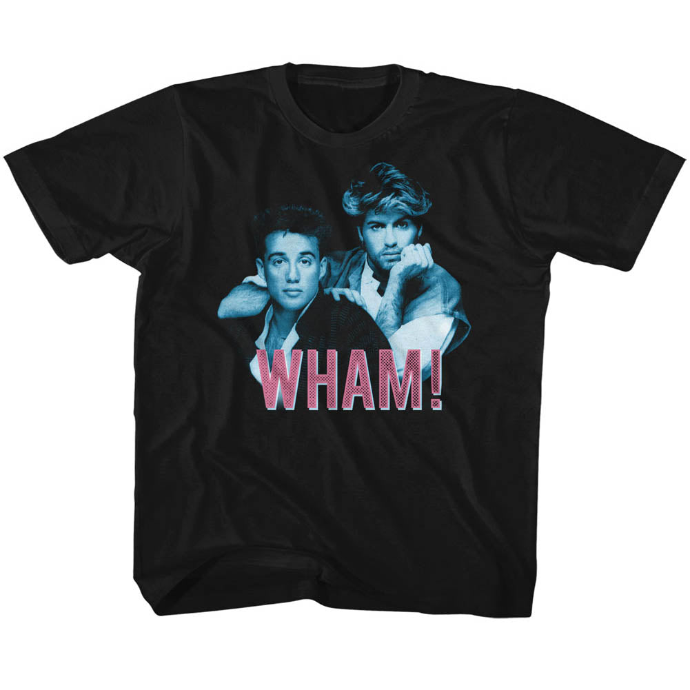 Wham Kids T-Shirt George and Andrew Blue and Pink Black Tee