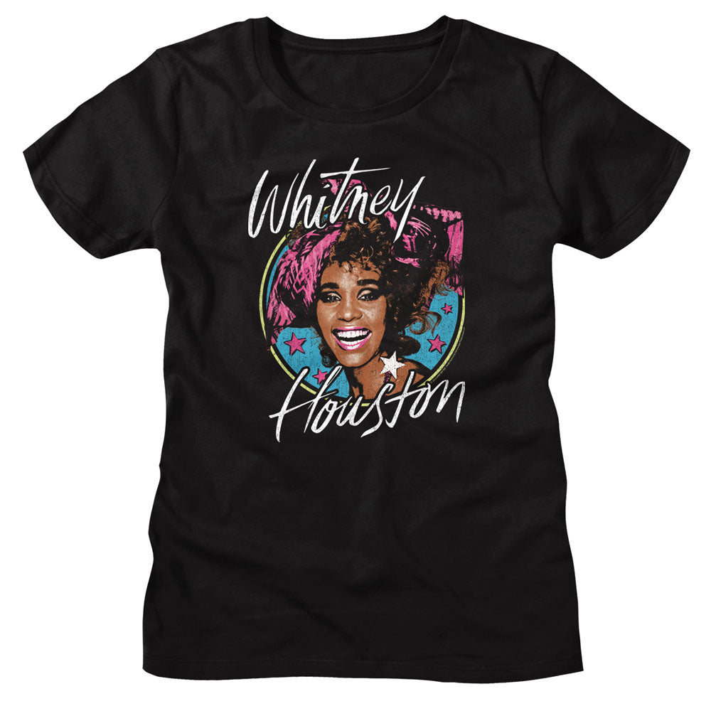 Whitney Houston Ladies T-Shirt Vintage Star Portrait Tee