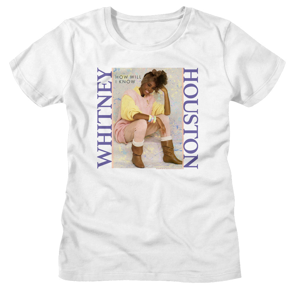 Whitney Houston Ladies T-Shirt How Will I Know Artwork Tee