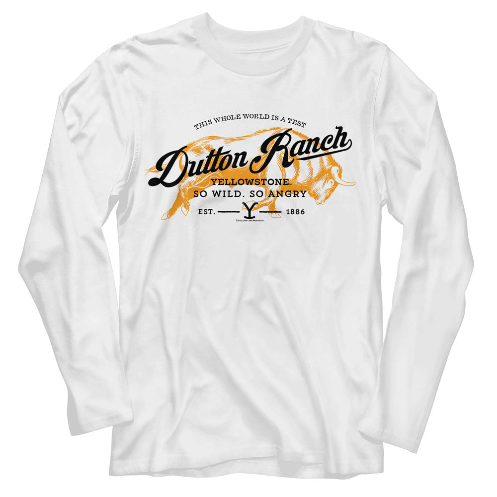 Yellowstone Long Sleeve T-Shirt The Whole World is a Test White Tee