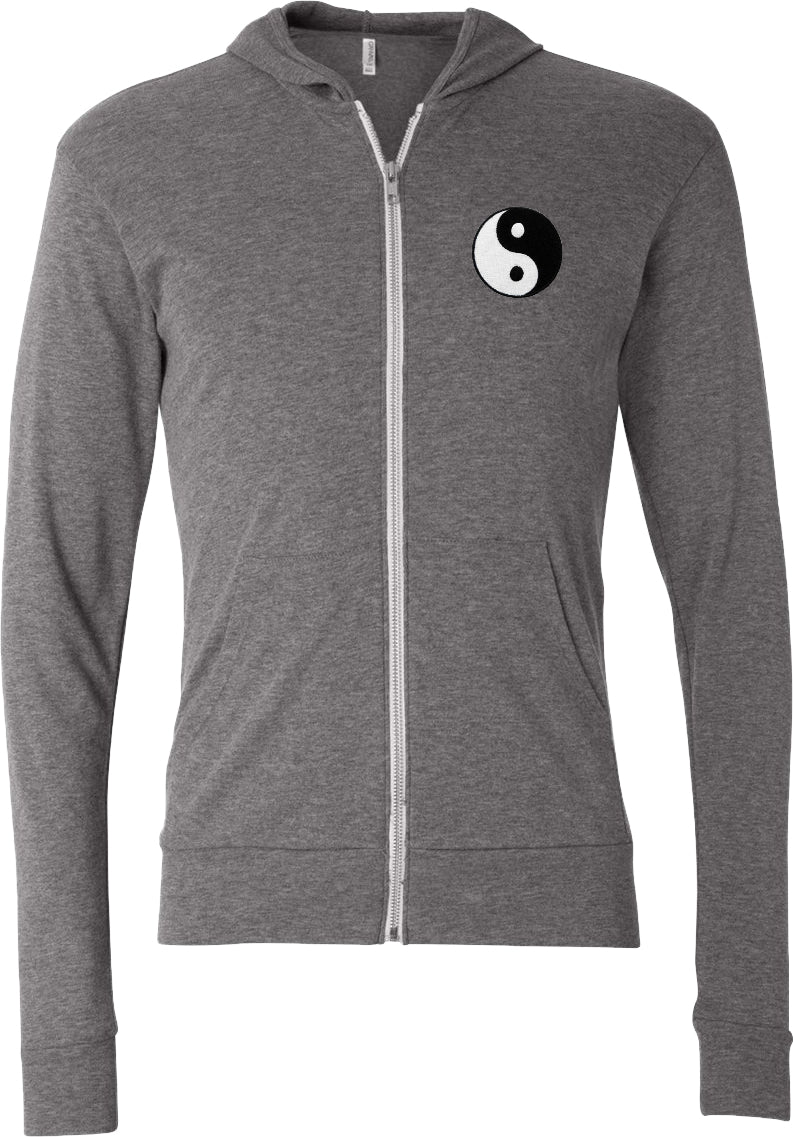 Lightweight Yoga Full-Zip Hoodie Yin Yang Patch Pocket Print