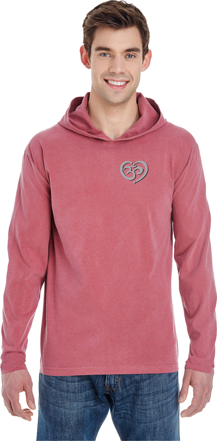 OM Heart Pocket Print Pigment Hoodie Yoga Tee Shirt