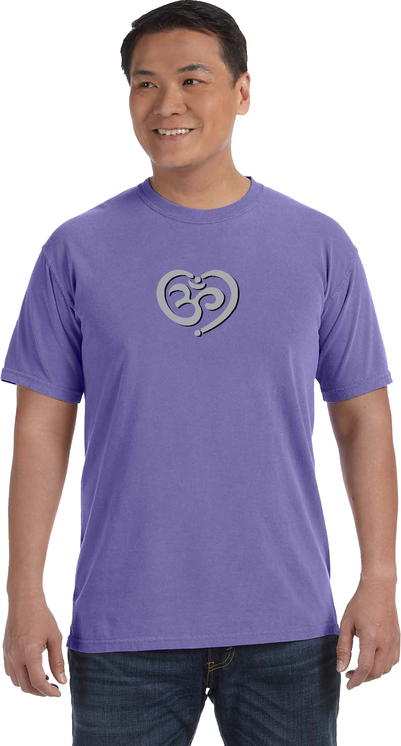 OM Heart Pigment Dye Yoga Tee Shirt