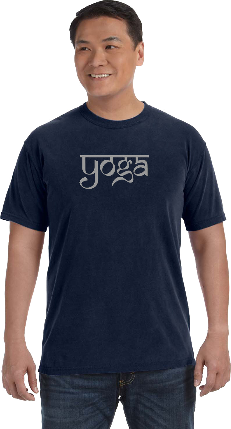 Sanskrit Yoga Text Pigment Dye Yoga Tee Shirt