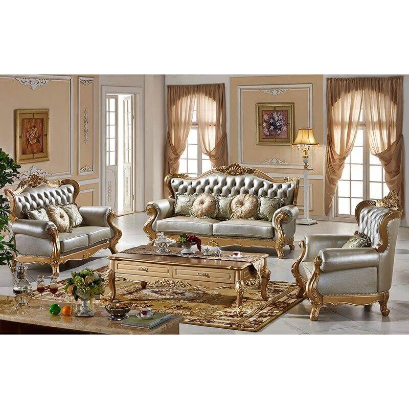 Living Room Furniture, Luxury Style Sofa Set, Grey