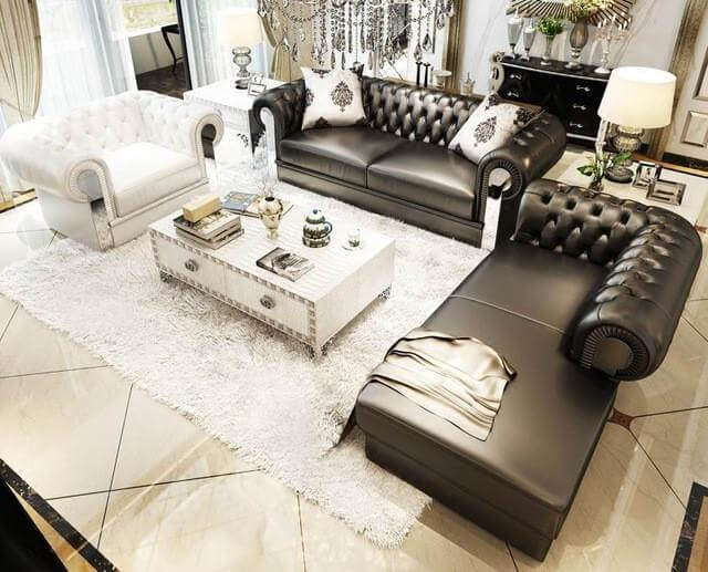 Livingroom Furniture, 3 Piece Leather Sofa Set