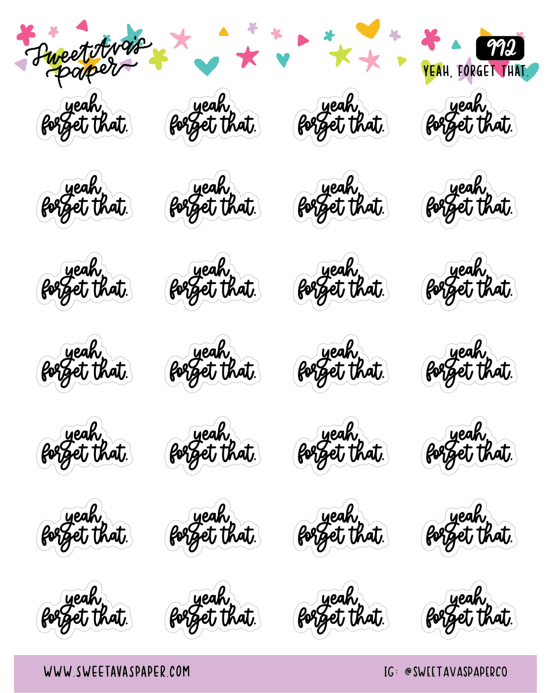 Yeah, Forget That Planner Stickers - Script / Text - [992]