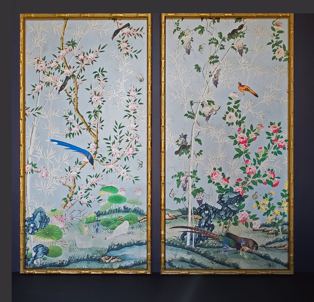 2 bamboo frame Hamlen wallpaper scenes Holly Alderman Indian King Framery