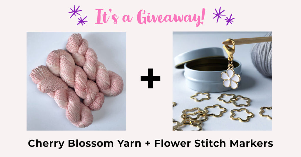 Cherry Blossom sock yarn and Flower Stitch Marker set GIVEAWAY