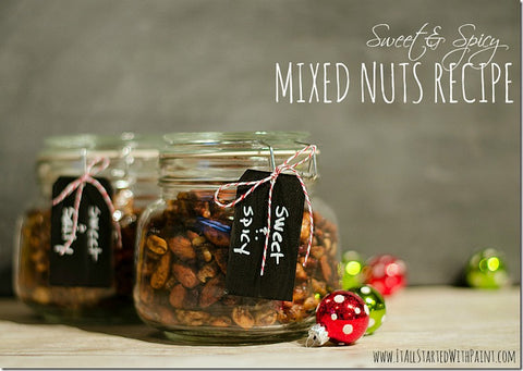 sweet and spicy mixed nuts in a jar diy