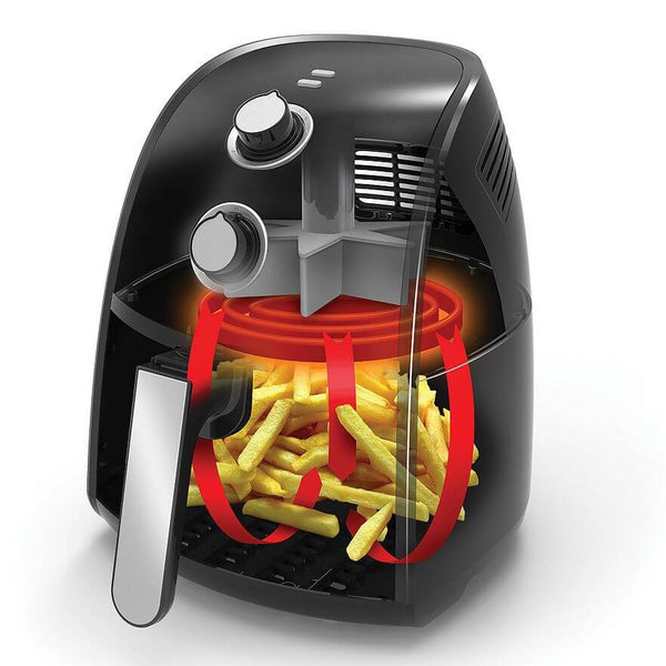 is an air fryer worth it - visual aid showing how the air fryer recirculates heated air in the cooking basket