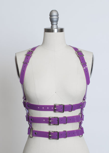 Apatico - Purple Pvc Harness Belt - Ultra Violet - Triple Buckles