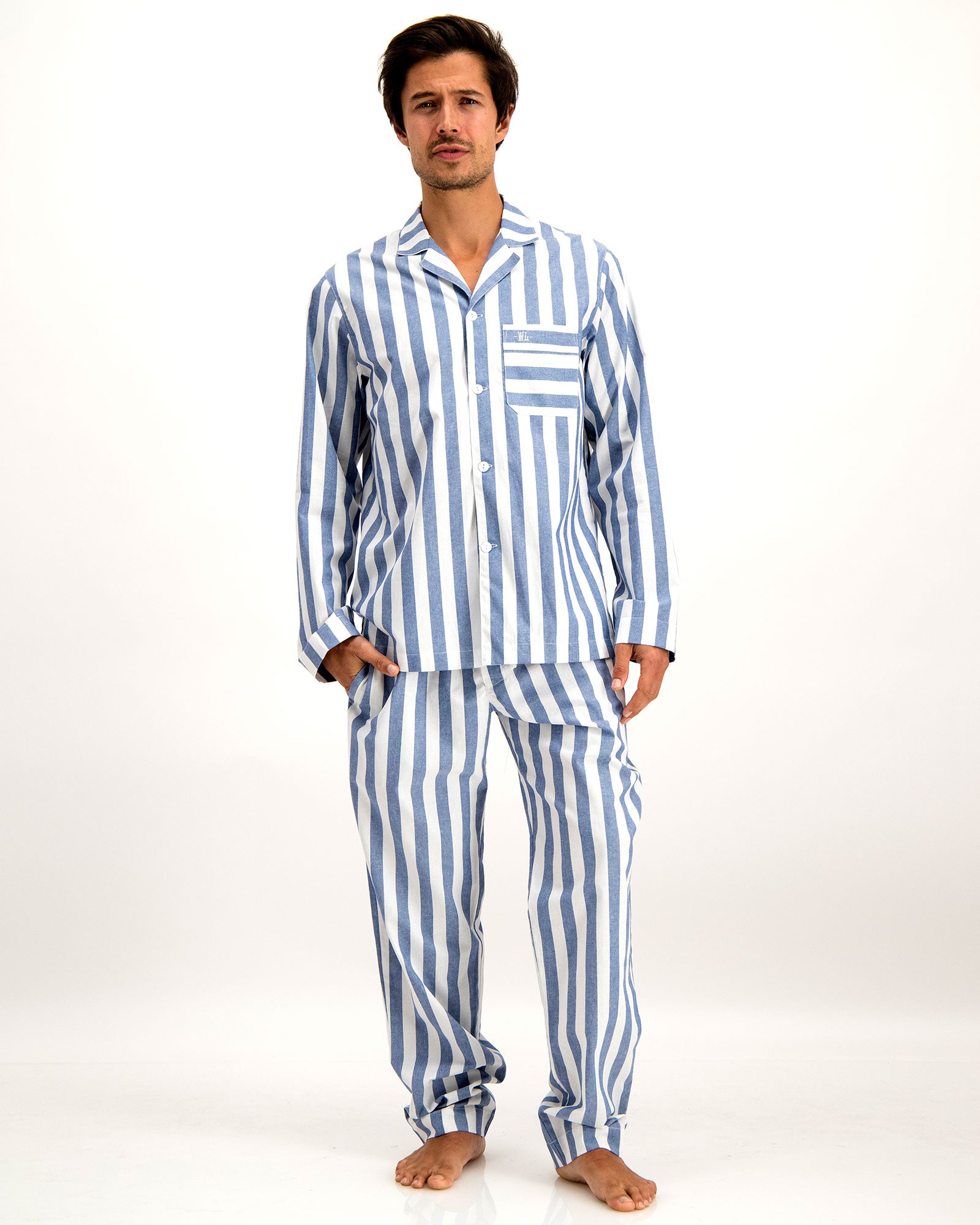 Mens Long Pyjamas Beach Boys Blue - Woodstock Laundry