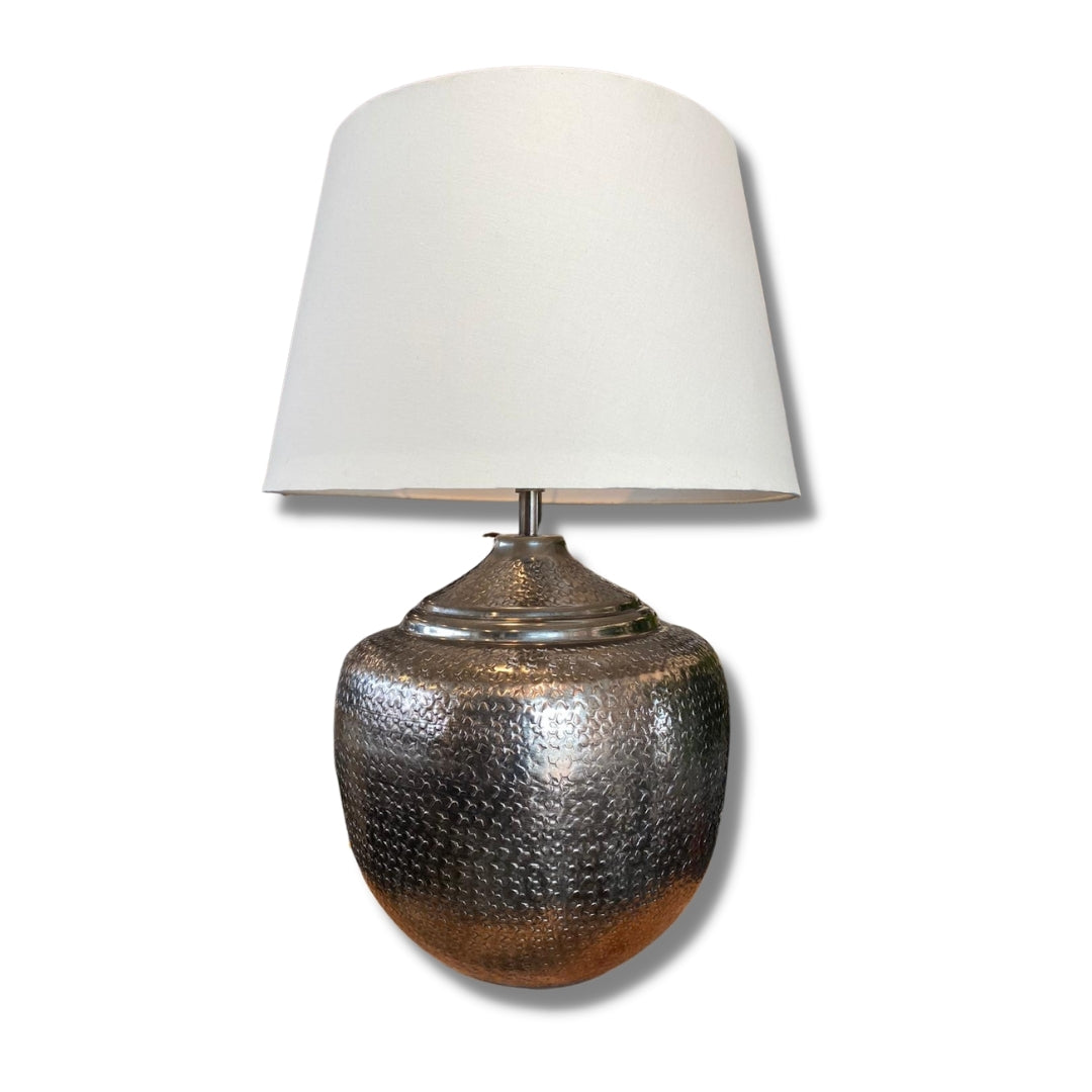 beaten metal table lamp