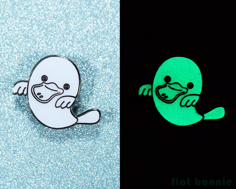 Platypus Ghost Enamel Pin Glow In The Dark Gid Enamel Pin Cloiso Flat Bonnie 