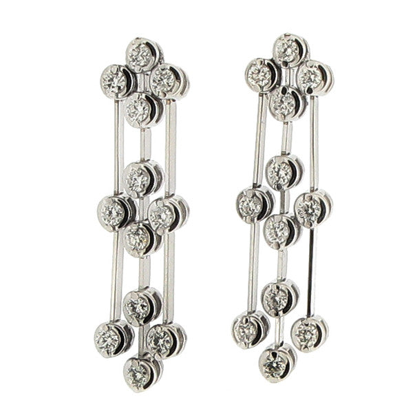Earrings - Diamond triple drop earrings in 18ct white gold, 0.60ct  - PA Jewellery