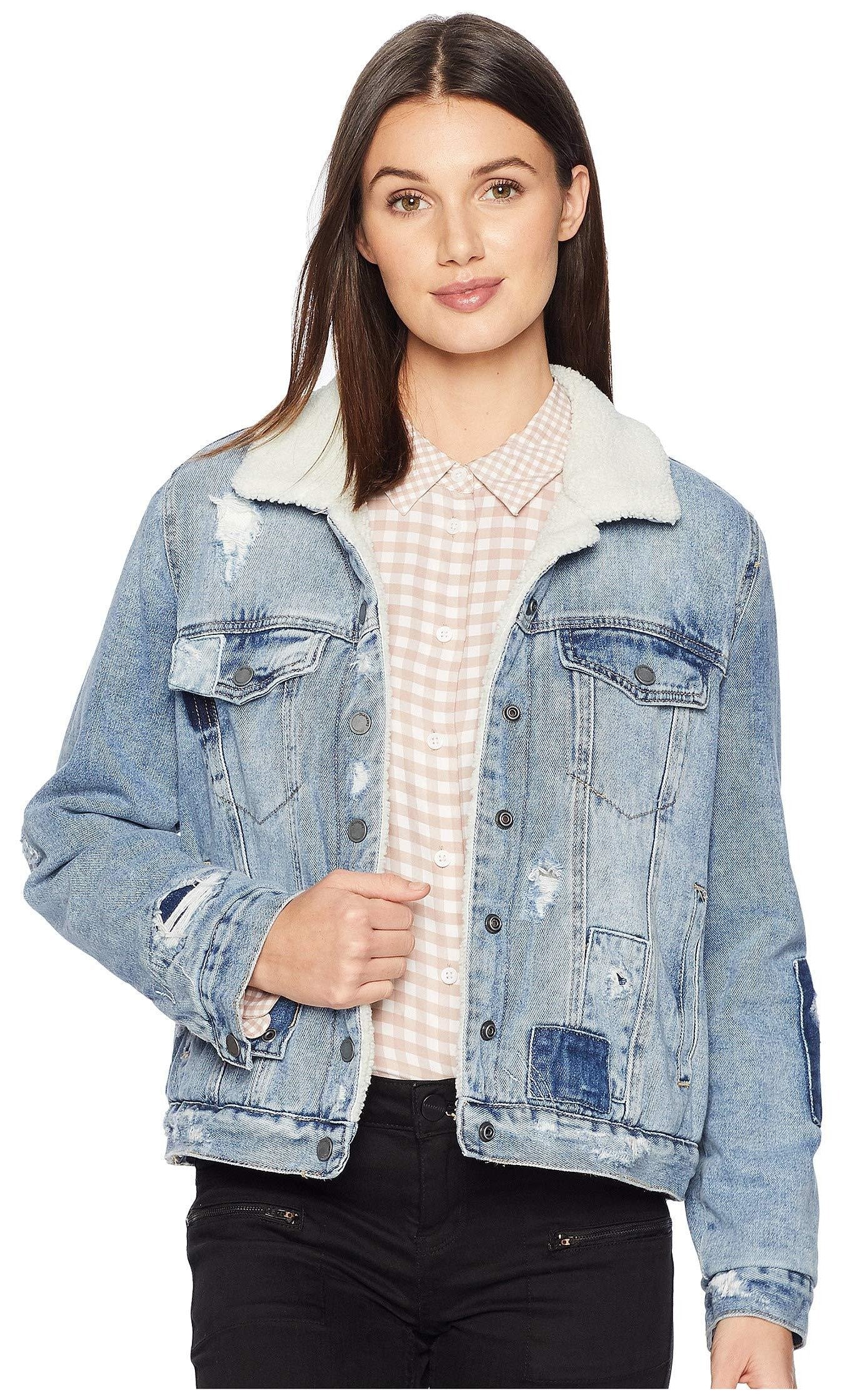 distressed sherpa denim jacket