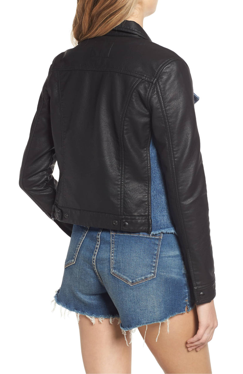 Blank NYC Arachnophobia Faux Leather & Denim Jacket – Bliss Bandits