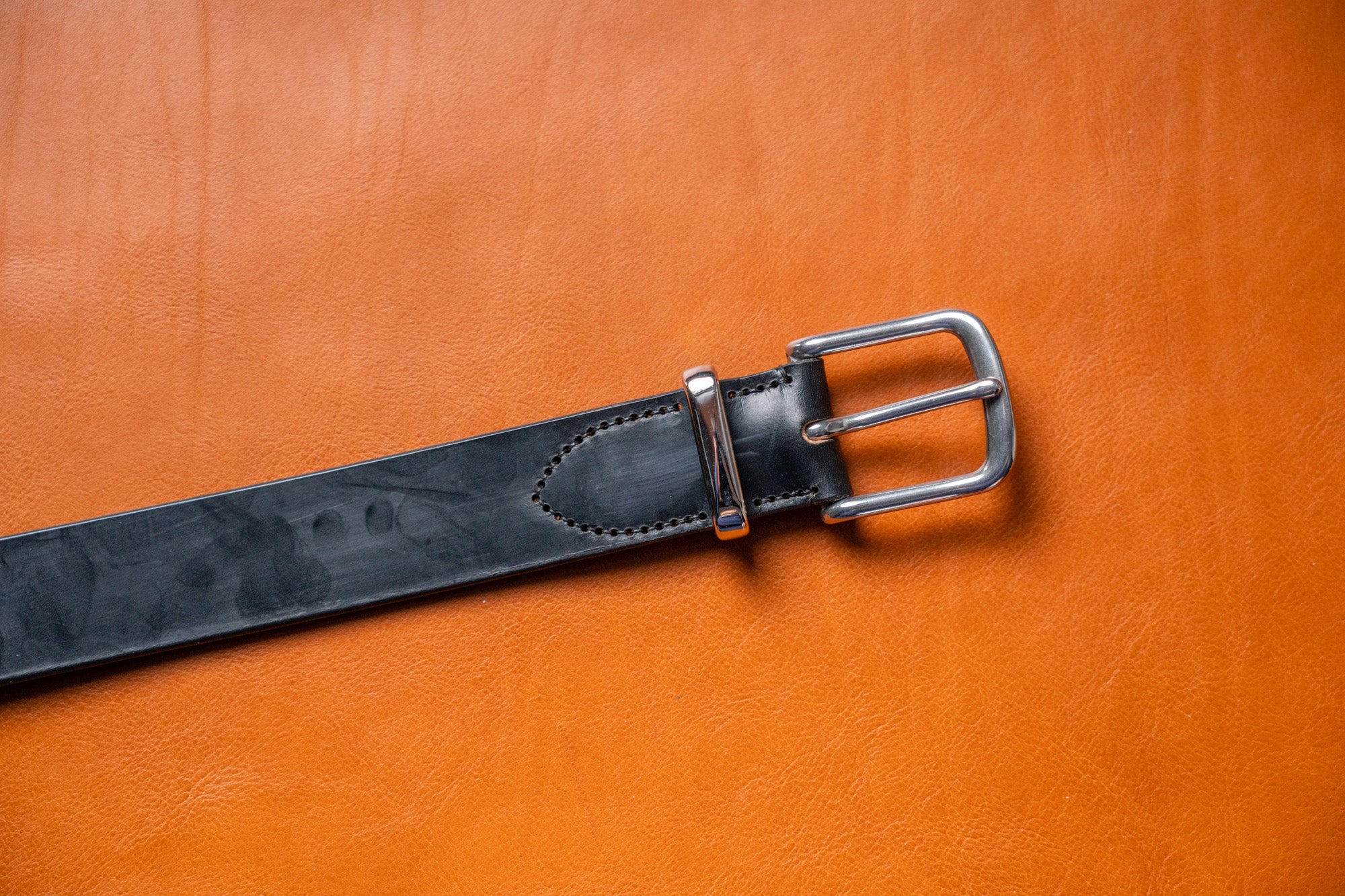 A finished DIY leather belt kit from J.H.Leather