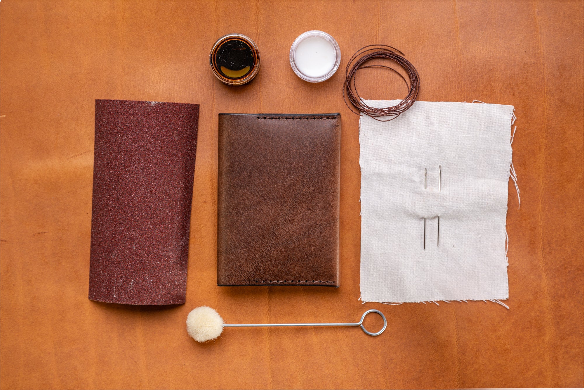 POPSEWING Full Grain Leather Sleeve Card Wallet DIY Kit All Black