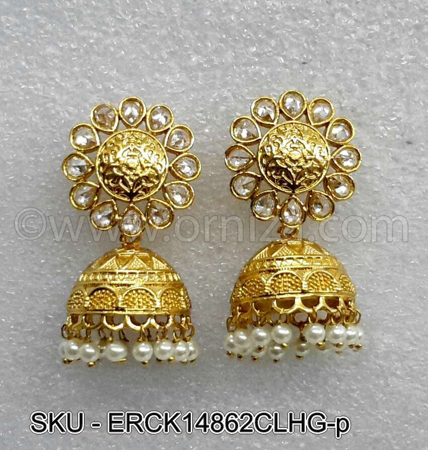 Porniy - Buy White Antique Polki Earrings Online - Orniza