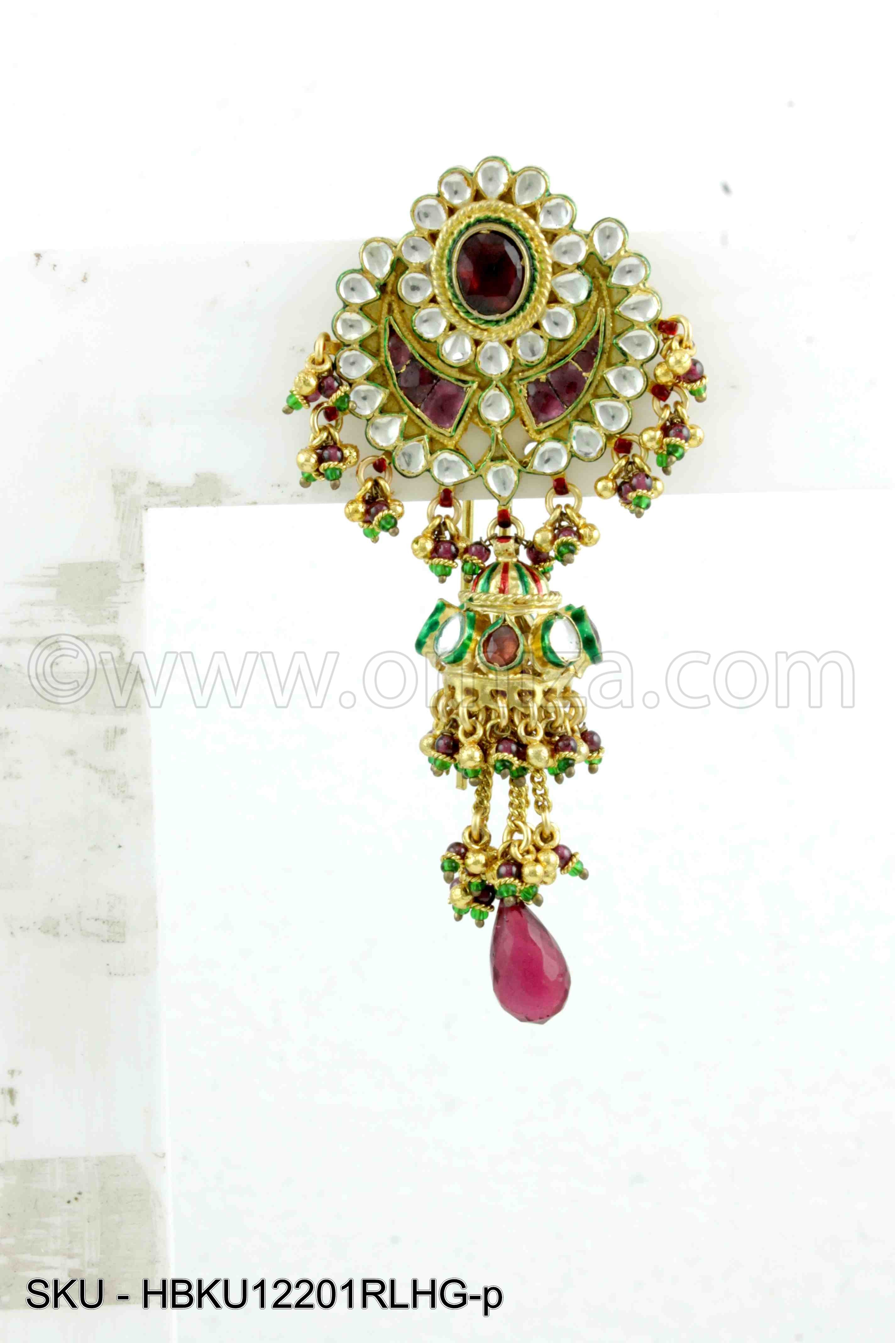 Buy Maroon Red Jadau Kundan Hair Brooch Online  Orniza