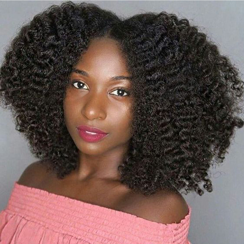 Afro Kinky Curly Weave Human Hair Bundles Natural Black 4 Bundles Braz ...