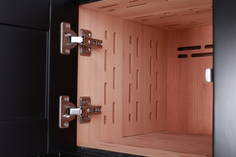 Image of inside of a locker with cedarwood and holes for proper air flow