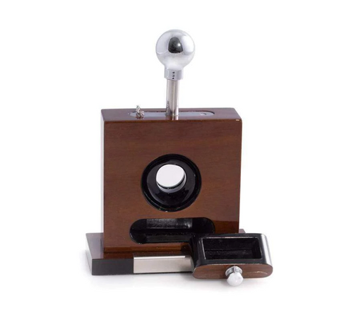 Lacquered "Walnut" Wood and Stainless Steel Cigar Cutter