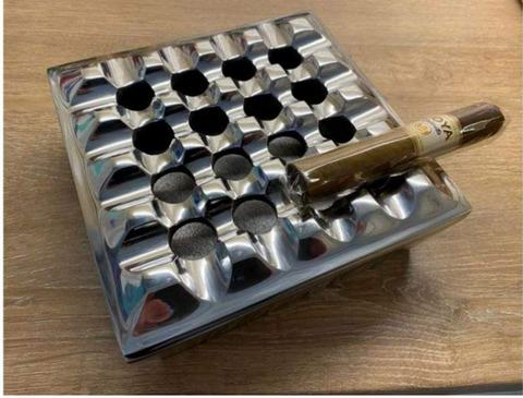 7" Square Grid Cigar Ashtray for Outdoor or Indoor Use