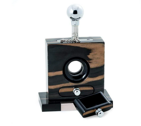 Lacquered "Ebony" Wood & Stainless Steel Table Top Cigar Cutter