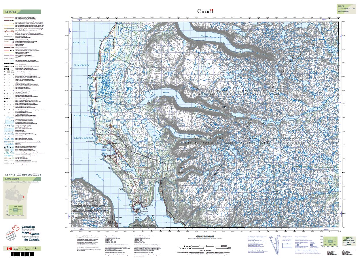 12H/12 Gros Morne Topographic Map Newfoundland | Maps & More