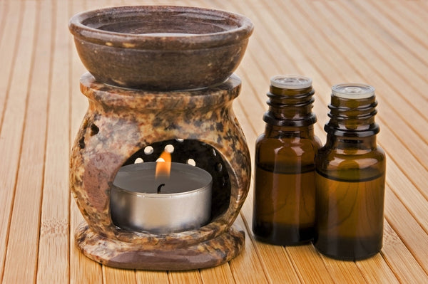 Cedarwood essential oil in an oil burner