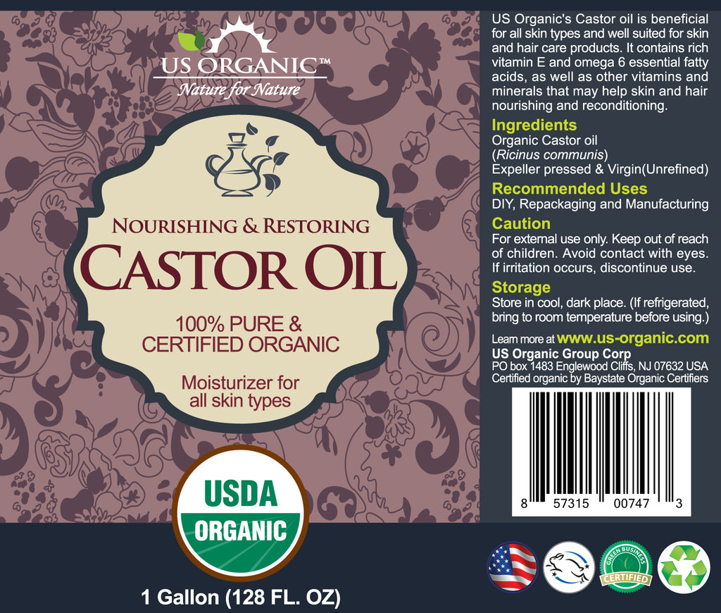 100% Pure Certified USDA Organic - Castor Oil 128 oz (1 Gallon) – US ...