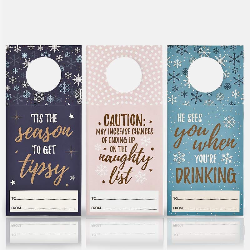 Winter Magic Set of 3 Wine, Gin, Whisky Bottle Gift Tags