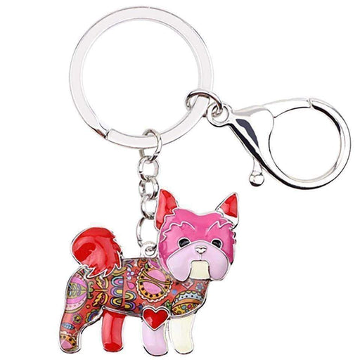 Rhinestone French Bulldog Puffy Tassel Key Chain