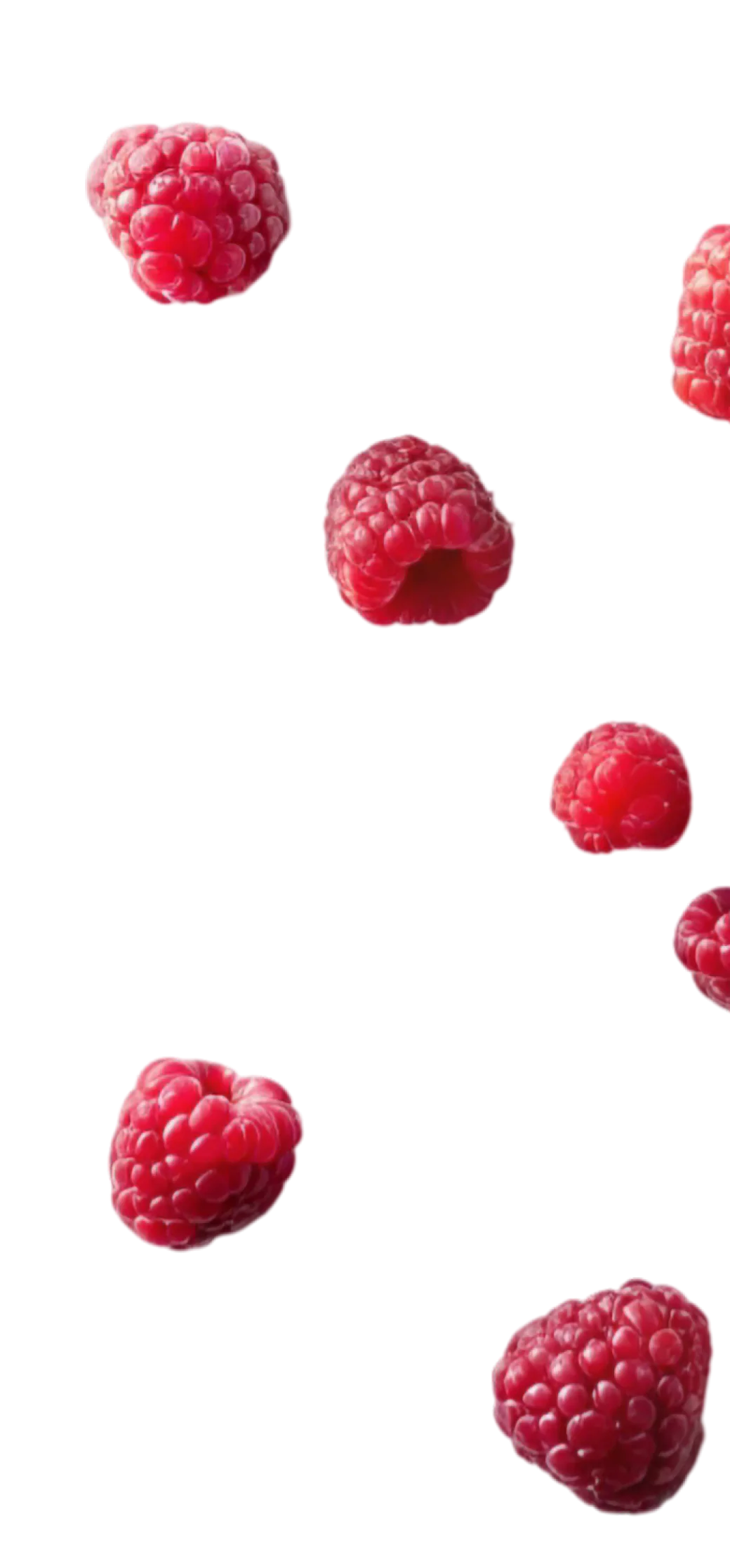 Close-up of several fresh raspberries against a black background.