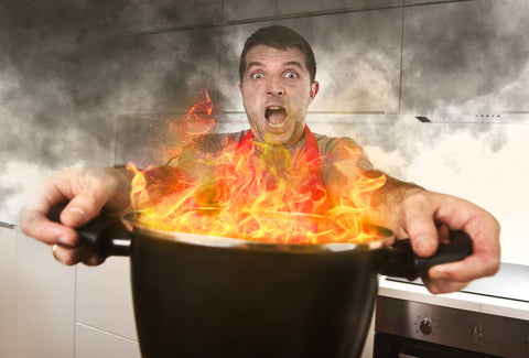 amateur cook pot on fire