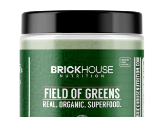 Container of Brickhouse Nutrition Field of Greens organic superfood powder.