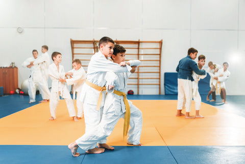 kids practicing judo holds