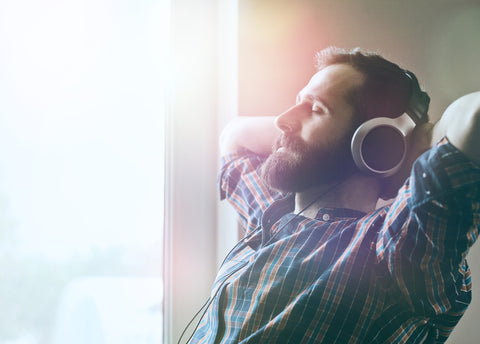 man listening to music