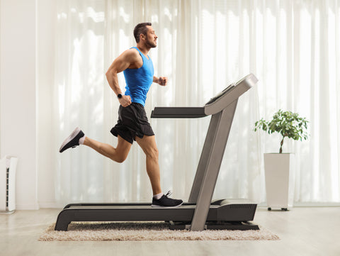 man running on a treadmill