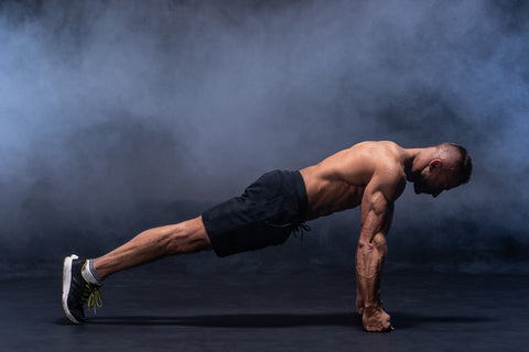 man in pushup position