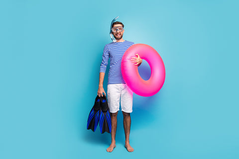 man with swimming and diving gear